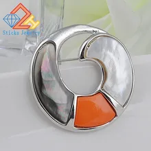 Bijuterie Natural Shell Dubai Jewelry Brooch Brand Women Wedding Brooches Ladies Fashion Metal Pin Scarf Clip