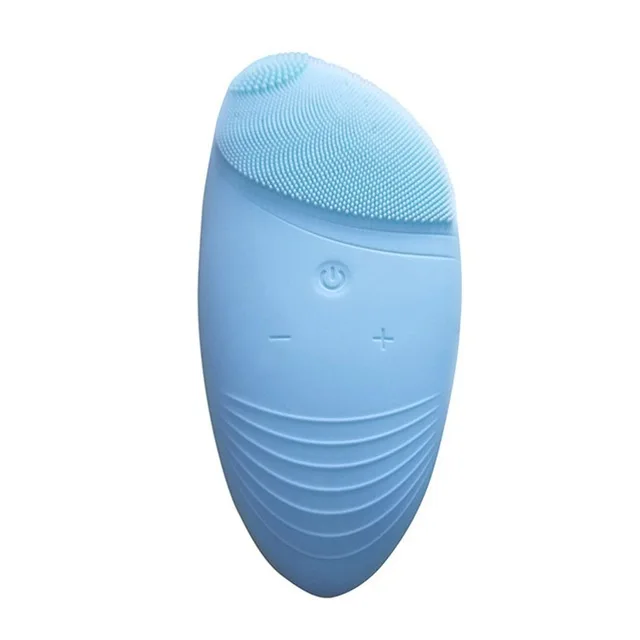 Электрическая силиконовая щетка для очищения лица, массажер, вибрационная перезаряжаемая, глубокое очищение кожи, уход за лицом, очищающая щетка, водонепроницаемая - Цвет: blue