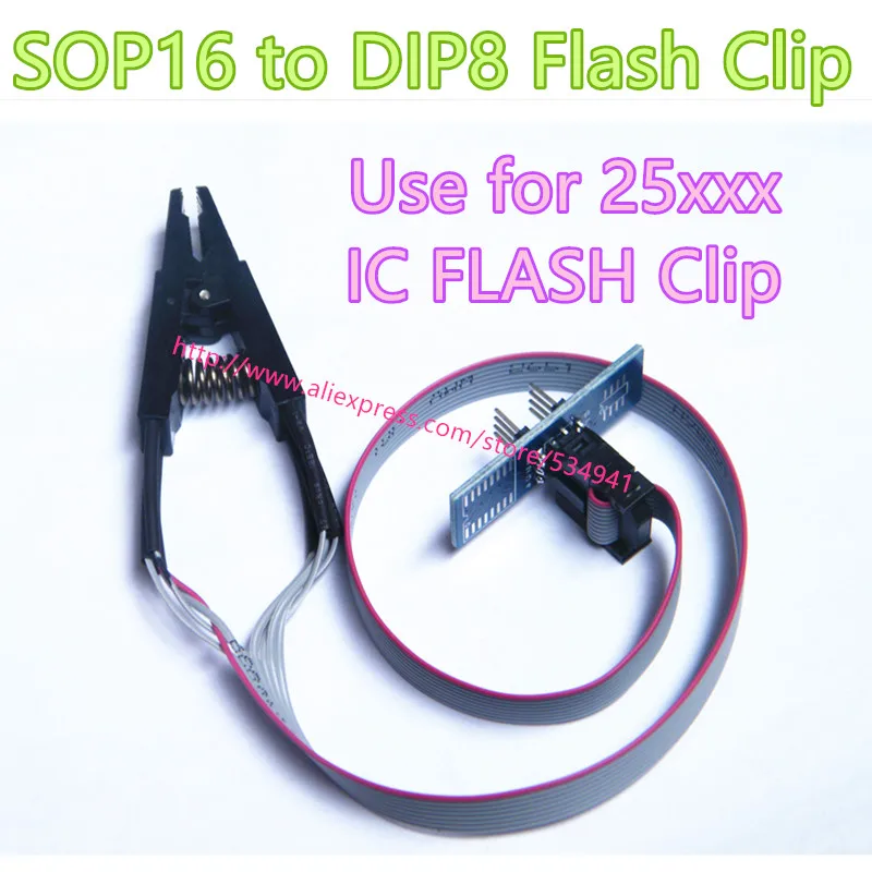 HALJIA SOP16 IC Clip de prueba SOP16 a DIP8 Flash Test Clip BIOS Programador adecuado para 25 Series Chips cuerpo universal sin desmontar Programación Clip Test Clamp