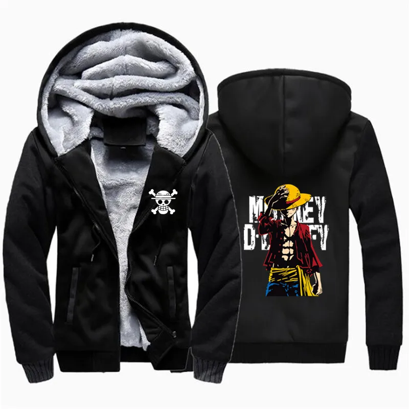 One Piece Trafalgar Law Zipper Hoodie Zip Hooded Sweater Luffy Uniform Clothes