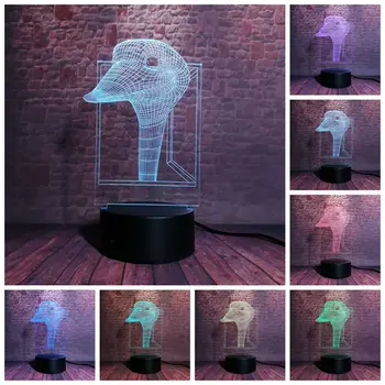 

Flash Duck Model 3D Illusion Led Lamp 7 Colors Changing Nightlight Duck Head Animal Figure Toys
