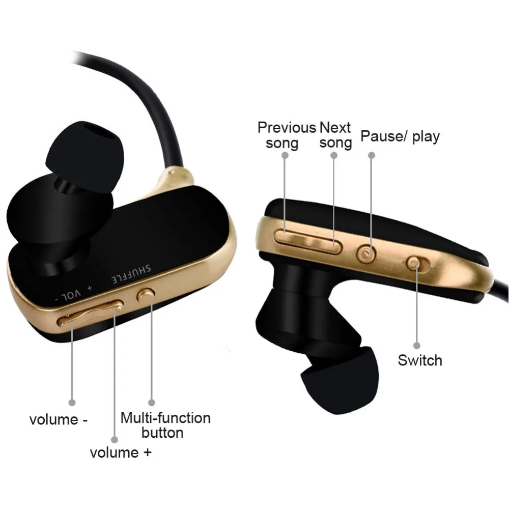 New Wireless Bluetooth Earphone headphones Ear hook waterproof headsets Blutooth Sports earphones with mic Headphones for phone