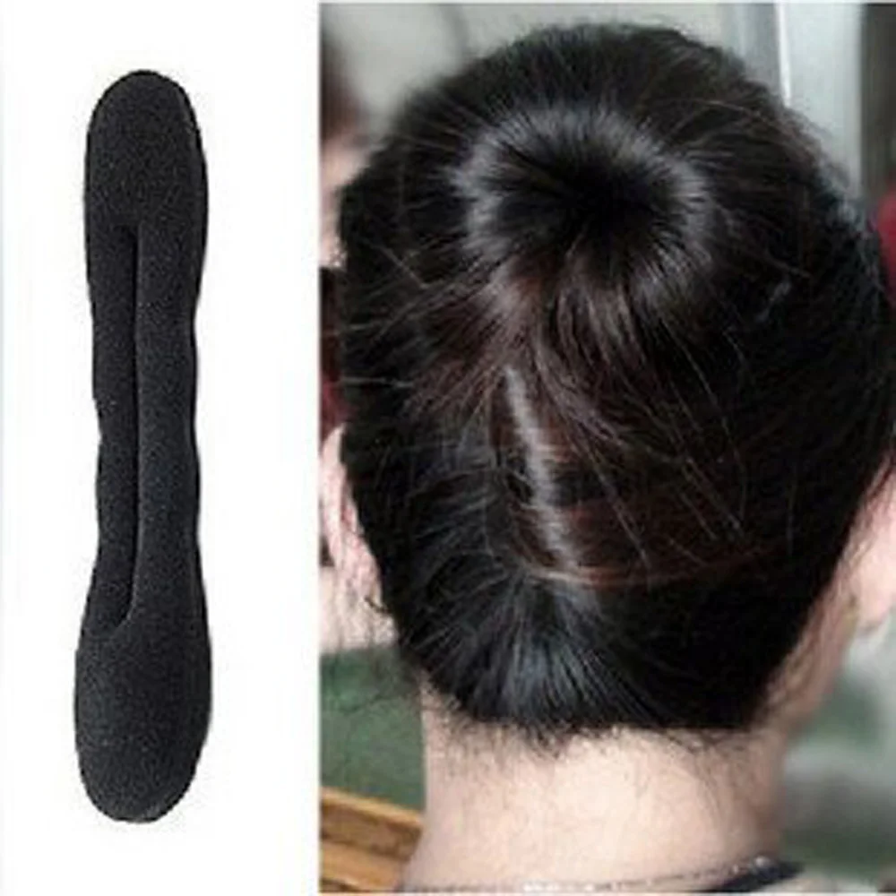 

High Quality Black Magic Foam Sponge Clip Hair Styling Donut Bun Former Maker Roll Twist Made