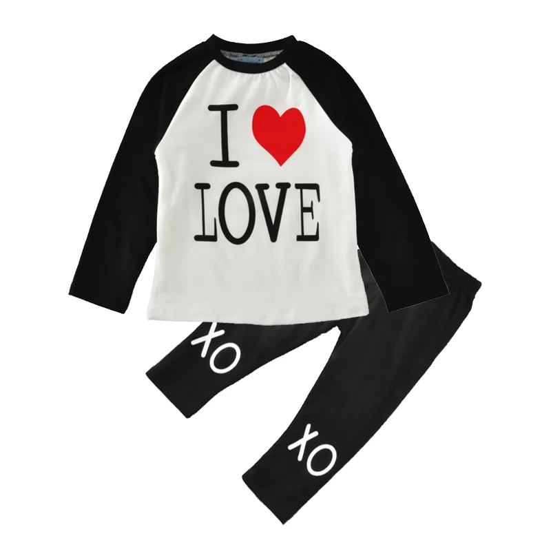 

Spring Kids Girls Clothing Set 2017 Fashion Letter Heart-shaped T shirt+Pants 2pcs Boy Girl Clothing Set Autumn Toddler Clothes