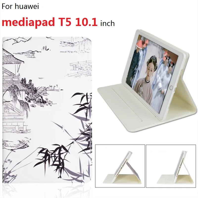 

Painted Case For Huawei MediaPad T5 10.1 inch Multicolor pattern Flip Case Stand Smart Cover Sleep/Wake Tablet Protect Cases