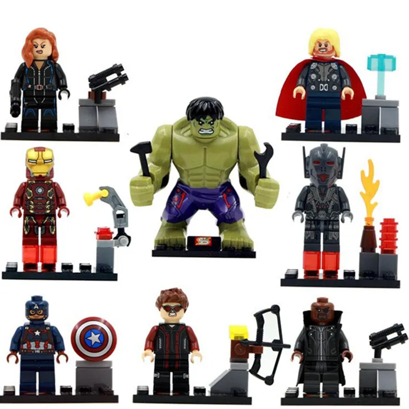 

Wholesale Legoings Super Heroes The Avengers Hulk Thor Captain Iron-man Black Widow Building Blocks Kit Toys for Children Gifts