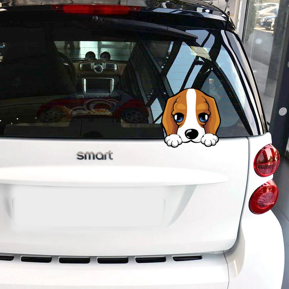 

Aliauto Car-styling Cartoon Dog Peep Funny Car Sticker Window Decal Glass Accessories for Bmw Ford Focus Opel Vw Skoda Polo Golf