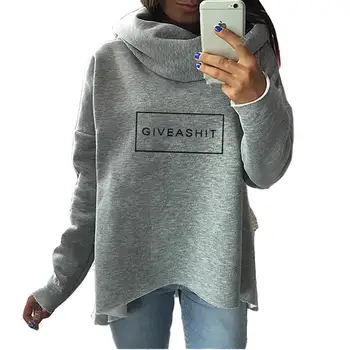 

2018 New Fashion GIVEASHIT Print Tops Kawaii Hoodies Women Girls Hoody Autumn Comfortable Full Sleeve Pullovers for Woman