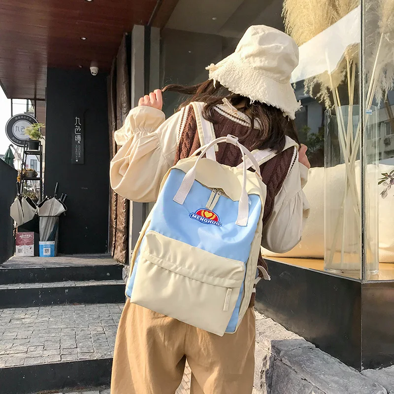 MENGHUO Panelled 2018 Women Canvas Backpack School bag for Girl Ladies Teenagers Casual Travel bags Schoolbag Backpack Mochila (15)