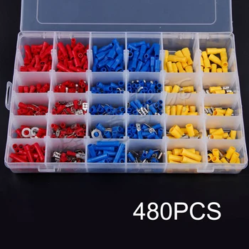 

480PCS Mixed Assorted Lug Kit Crimp Connectors Insulated Electrical Crimp Terminals with 30 Sizes Electrical Wire Connector Set