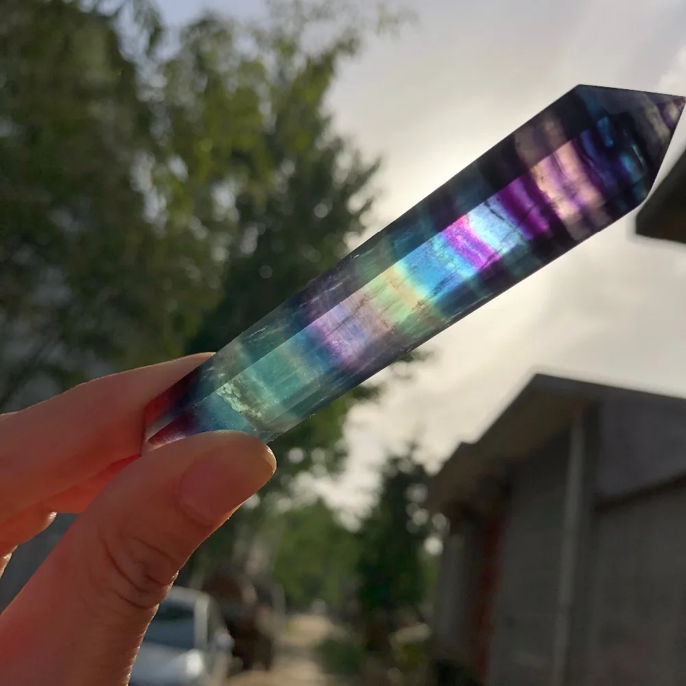 

DHX SW LARGE LONG FLUORITE POINTS double arrow COLORFUL FLUORITE TOWER stones Natural Fluorite Colorful HEALING