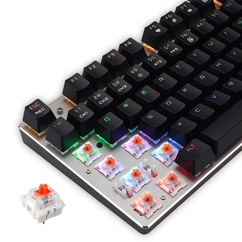 Mechanical Gaming Keyboard Wired LED Backlit Computer PC 87 Keys Professional Keypad Games For Over