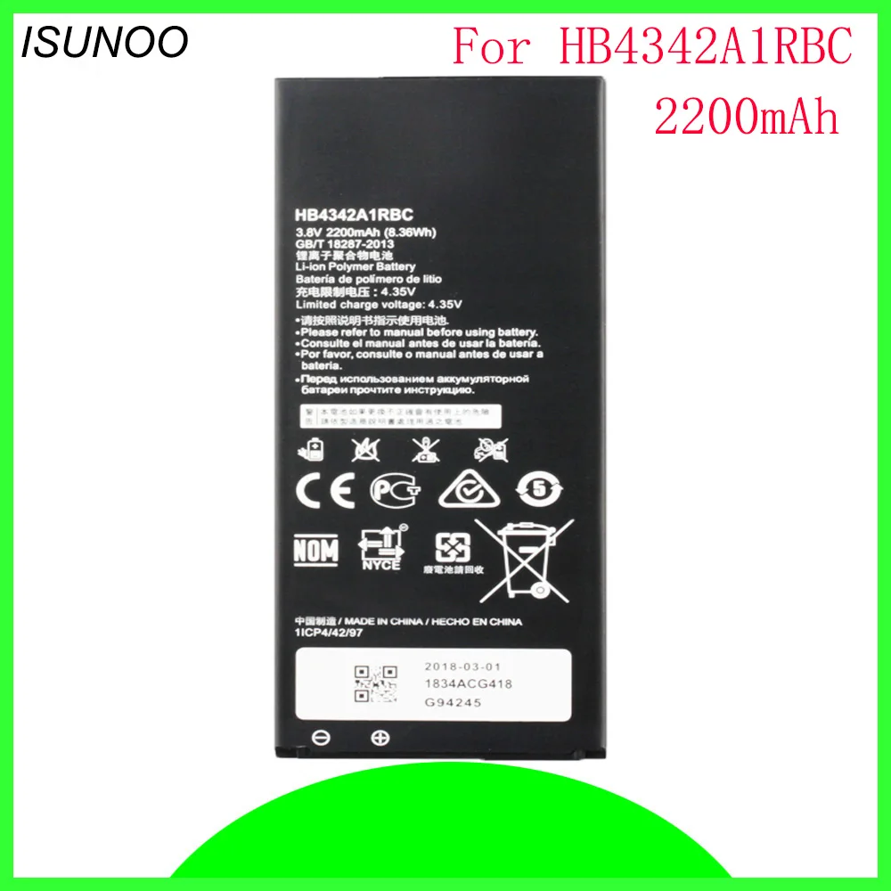 

ISUNOO 2200mAh HB4342A1RBC battery Batterie for Huawei y5II Y5 II 2 Ascend 5+ Y6 honor 4A Battery Replacement