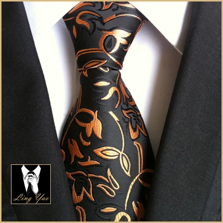 

Fashion Design 8cm Neck Tie Classic Golden Floral Cravatas High Quality Gentlemen Woven Gravatas for Adult