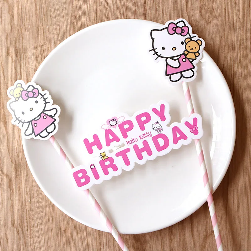 Минни торт Топпер с бумажной соломинкой для детского душа украшения Anniversaire Микки флажки для торта вечерние кекс - Цвет: Hello