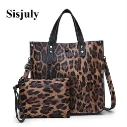 Sisjuly Мода 2 шт./компл. кожаные сумочки 2019 женские сумки леопардовой расцветки женская сумка на плечо женская сумка-мессенджер женский