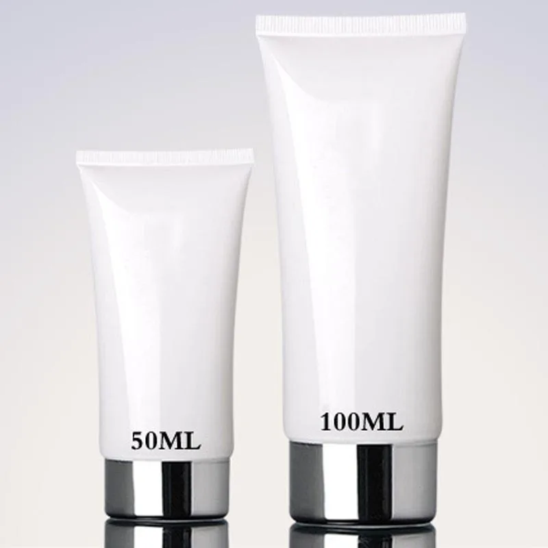 Empty White Soft Refillable Plastic Lotion Tubes Squeeze Cosmetic
