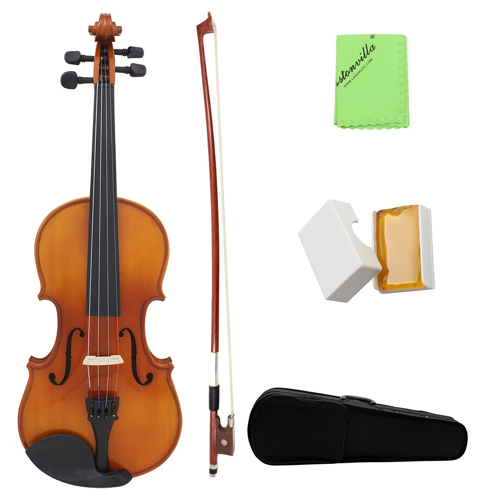 

4/4 Full Size Natural Acoustic Solid Wood Spruce Flame Maple Veneer Violin Fiddle for Beginner Student Performer