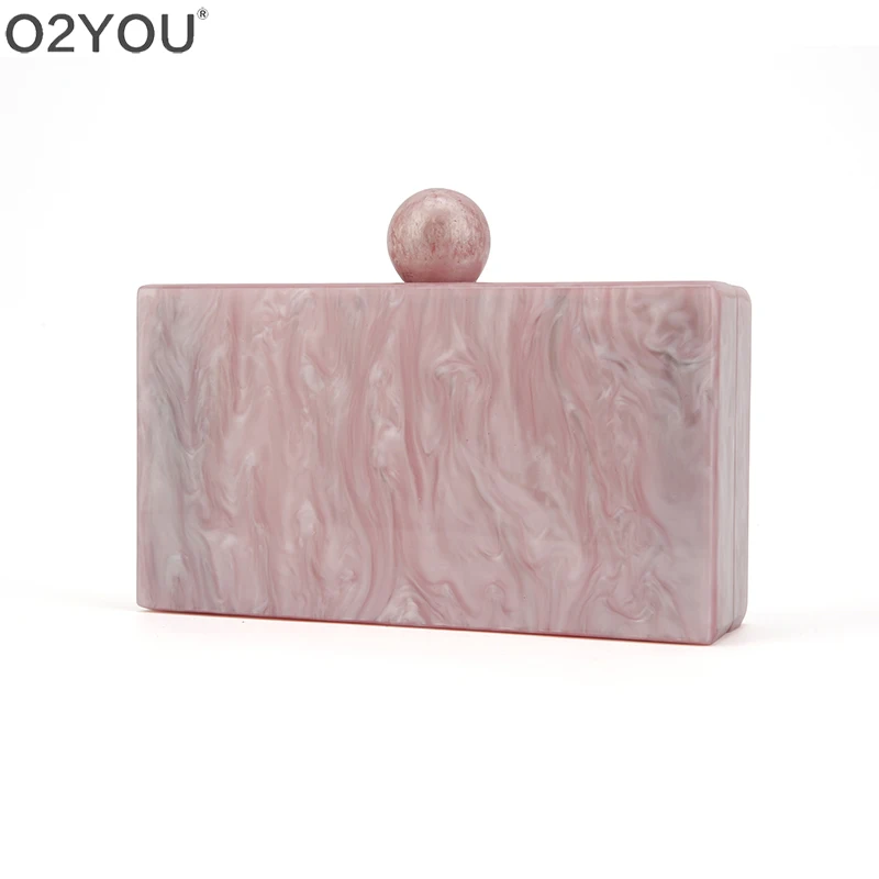 

Pearl Pink Marble Acrylic Big Ball Women Brand Design Shoulder Messenger Lady Beach Summer Travel Wallet Acrylic Clutch Box Bag