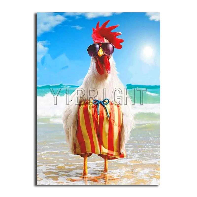 

DIY Diamond Painting Sea Fowl Cross Stitch Full Diamond Embroidery Beach Chicken 5D Diamond Mosaic Pattern Rhinestone Animal YD