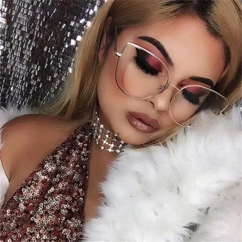 Buy Oversized Women Metal Cat Eye Glasses Frame Brand