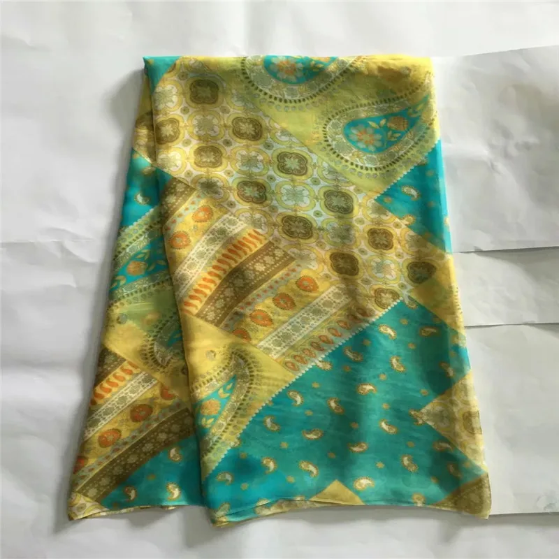 

High quality silk fabric for lady dress embroidered george silk fabric African metallic silk fabric 114cm/8mm 5yards LXE032703