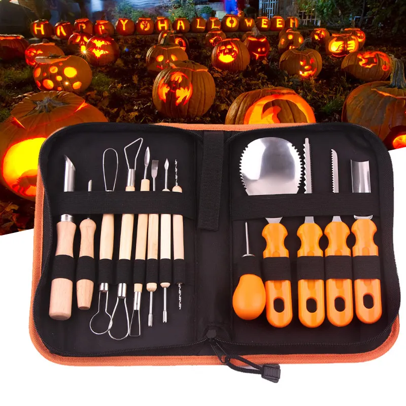 14pcs Set Pumpkin Carving Cutter Tool Kit Carve DIY Durable Reusable For Halloween Lanterns