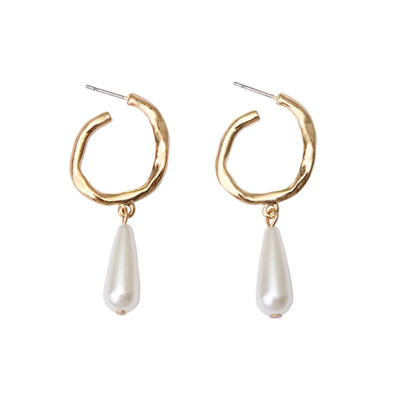

1Pair Pearl Tassel Earrings Twisted Rings Drops Stud Earrings Girls Hearts Simple Wild Earrings