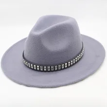 Модная женская мужская шерстяная шляпа-федора для джентльменов, леди с широкими полями, джазовые церковные шляпы, Крестный отец сомбреро, шапка с лента в стиле «панк»