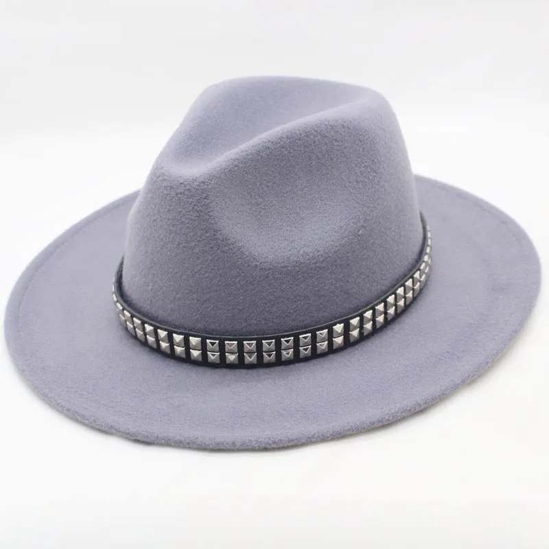 

Fashion Women Men Wool Fedora Hat For Gentleman Lady Wide Brim Jazz Church Hats Godfather Sombrero Cap With Punk Ribbon