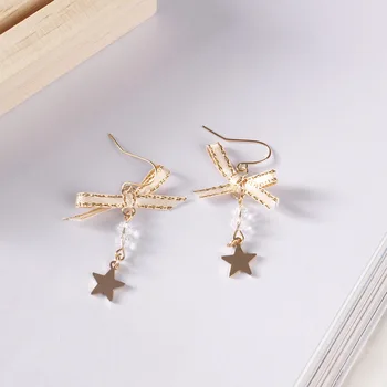 

Cute Sweet Bow Bracelet Transparent Pearl Earrings Lady Wholesale Earrings Retro Punk 2017 New Fashion Earrings Basquete