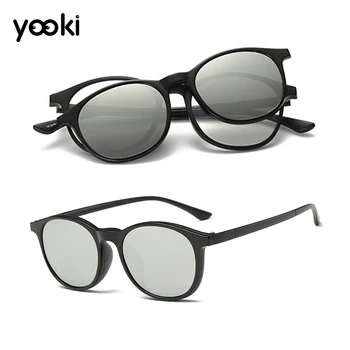 

Retro Round Magnetic Polarized Clip-on Driving Sunglasses Acetate Eyeglass Frames Anti Glare Glasses