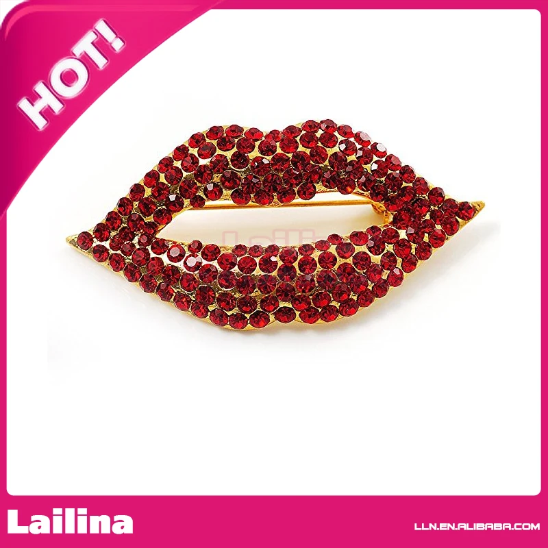 

Горячая Распродажа 45 мм пикантные красные туфли с украшением в виде кристаллов губы брошь