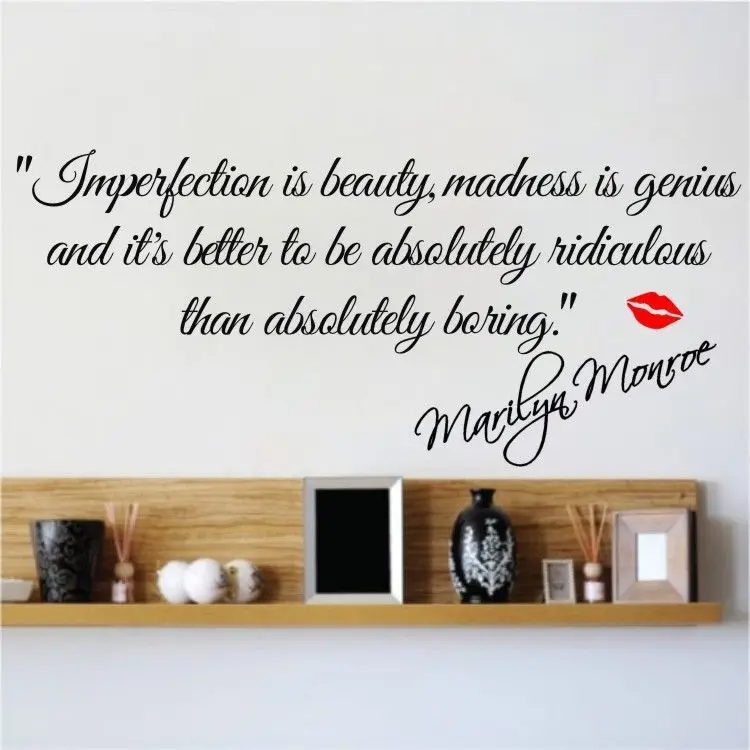 

Wall Sticker Quote Art Saying Decal Decor Imperfection is Beauty Marilyn Monroe