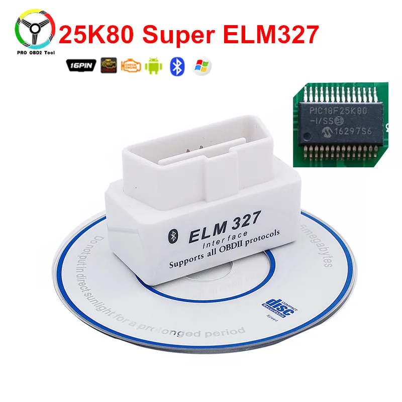 Супер Мини ELM327 V1.5 Диагностический сканер PIC18F25K80 чип 12 языков работает мульти-автомобили ELM 327 OBD2 CAN-BUS диагностический инструмент - Цвет: Белый