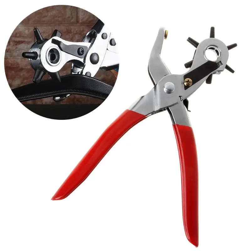 

Leather Belt Hole Punch Drill Plier Eyelet Spin Sewing Machine Leathercraft Bag Tool Strap Puncher For Home Use