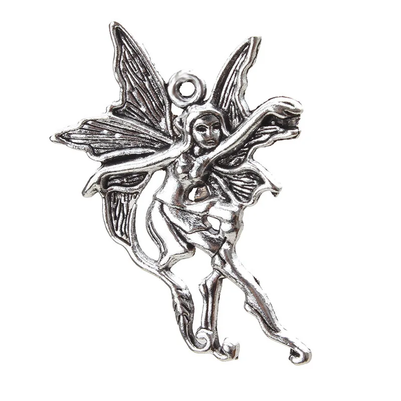 

5pcs/lot Glamorous Elf Antique Alloy Flying Flower Fairy Jewelry Making Process Handmade 49mm x 33mm Pendant