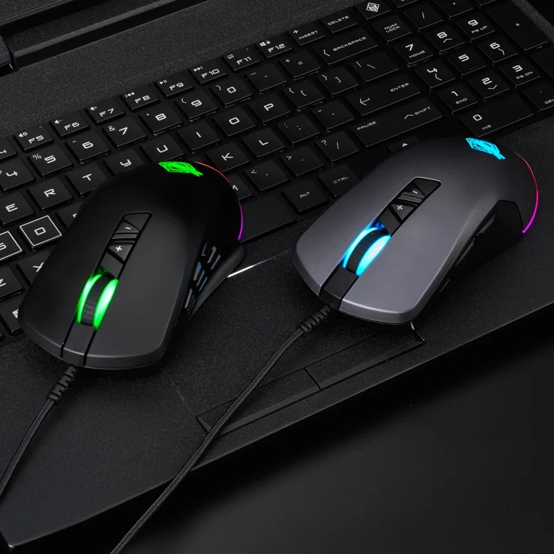 5000 dpi Ajazz GTI USB Проводная игровая мышь с RGB подсветкой со сменными боковыми кнопками и модулем RGB эффект стримера, программируемый
