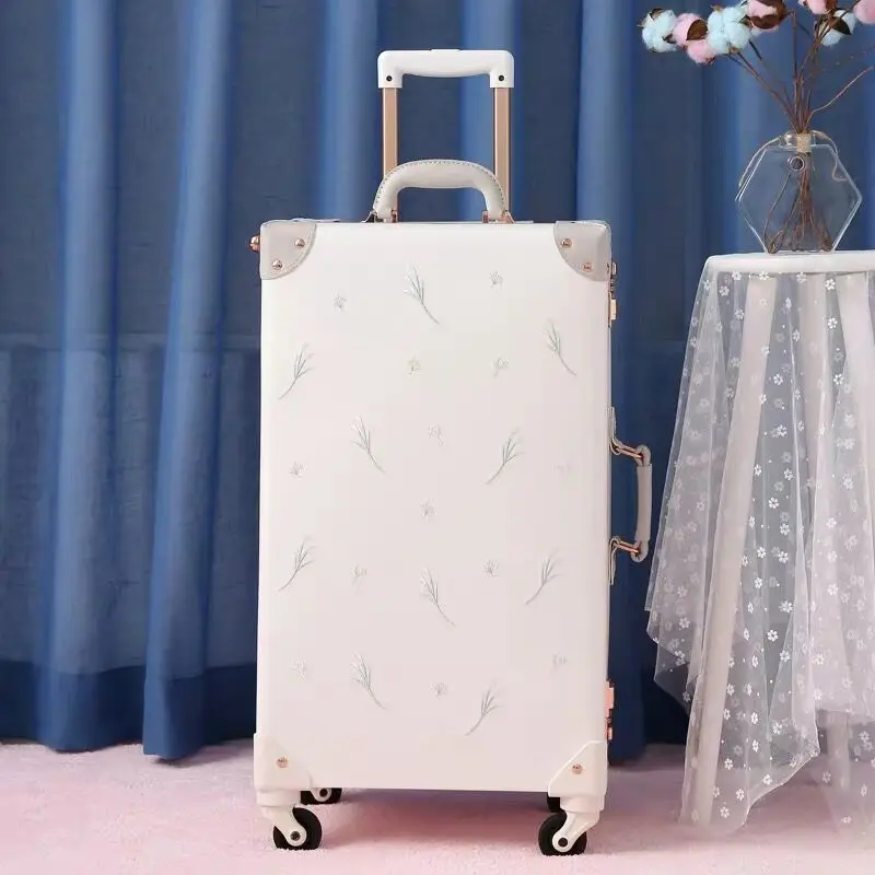 Retro Dandelion Handmade Travel Bag Rolling Luggage sets 12"20"22"24"26"inch Women Trolley Suitcases handbag on Wheels