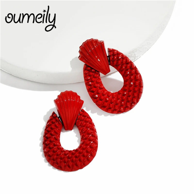 

OUMEILY Long Drop Earrings Jewelry For Women Vintage Africa Dubai Wedding Bride Big Fashion Black and White Blue Red Earrings