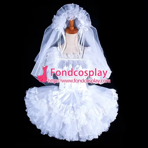 Lockable Satin Sissy Maid Wedding Dress Tailor Made G1596 On