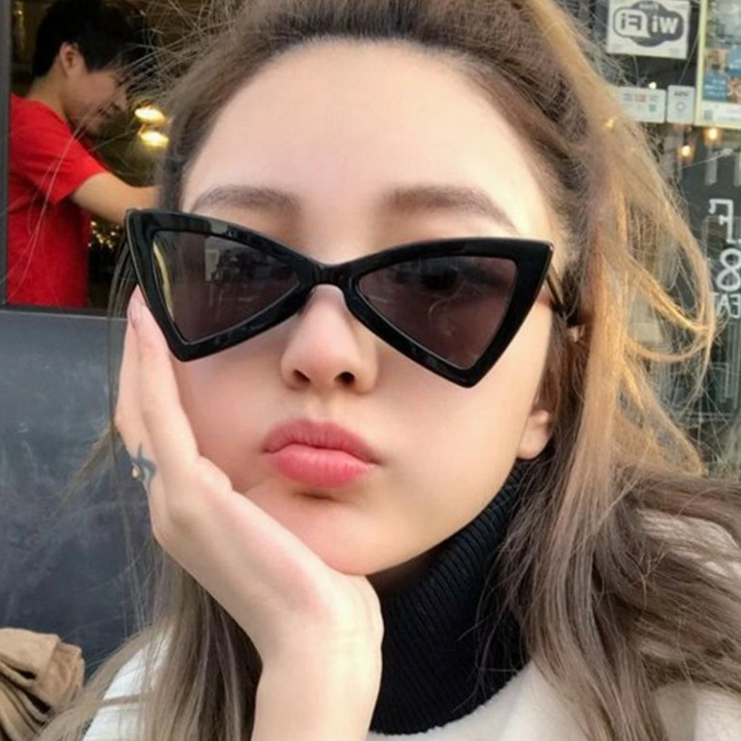 Fashion Polarized Sungalsses Ladies Sexy Cat Eye Sunglasses Small Black White Triangle Vintage Cheap Red Female UV400 | Аксессуары для