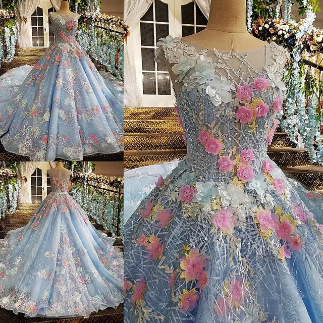 2017 Lace Colorful Flower Bridal Formal Dress Plus Size Light 2017 Lace Colorful Flower Bridal Formal Dress Plus Size Light Blue Maternity Wedding Long