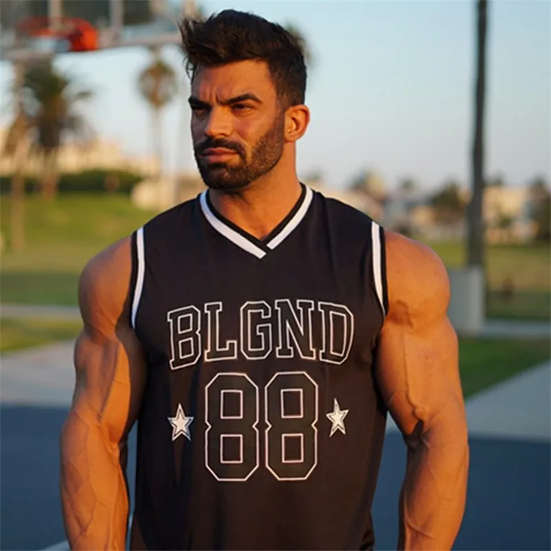 New Men Tank Tops Gyms Fitness Sleeveless Vest Casual Bodybuilding  Breathable Quick-Drying Top Summer Male Basketball Clothing