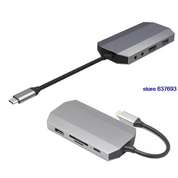 

TYPE C Male Plug to HDMI USB3.0 RJ45 HUB 4K High Speed HUB Connector