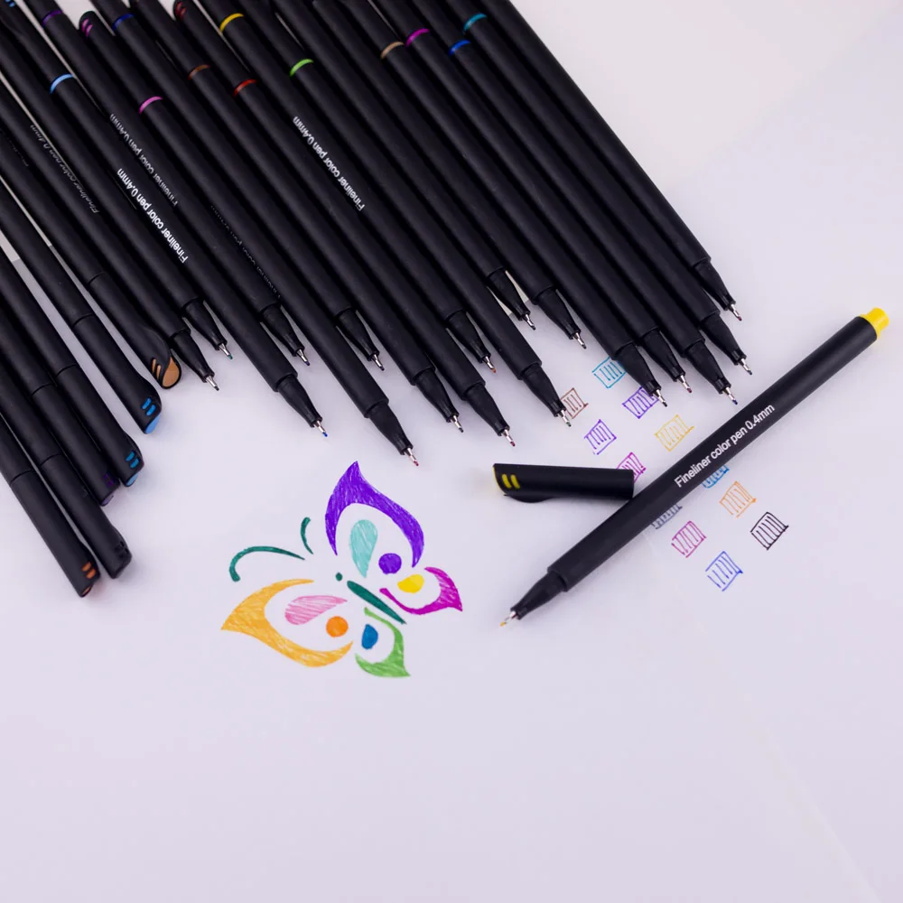 

Fineliner Pens 24 Colors 0.4 mm Fine Tip Colored Writing Drawing Markers Pens Fine Line Point Marker Pen Sketch Art Painting