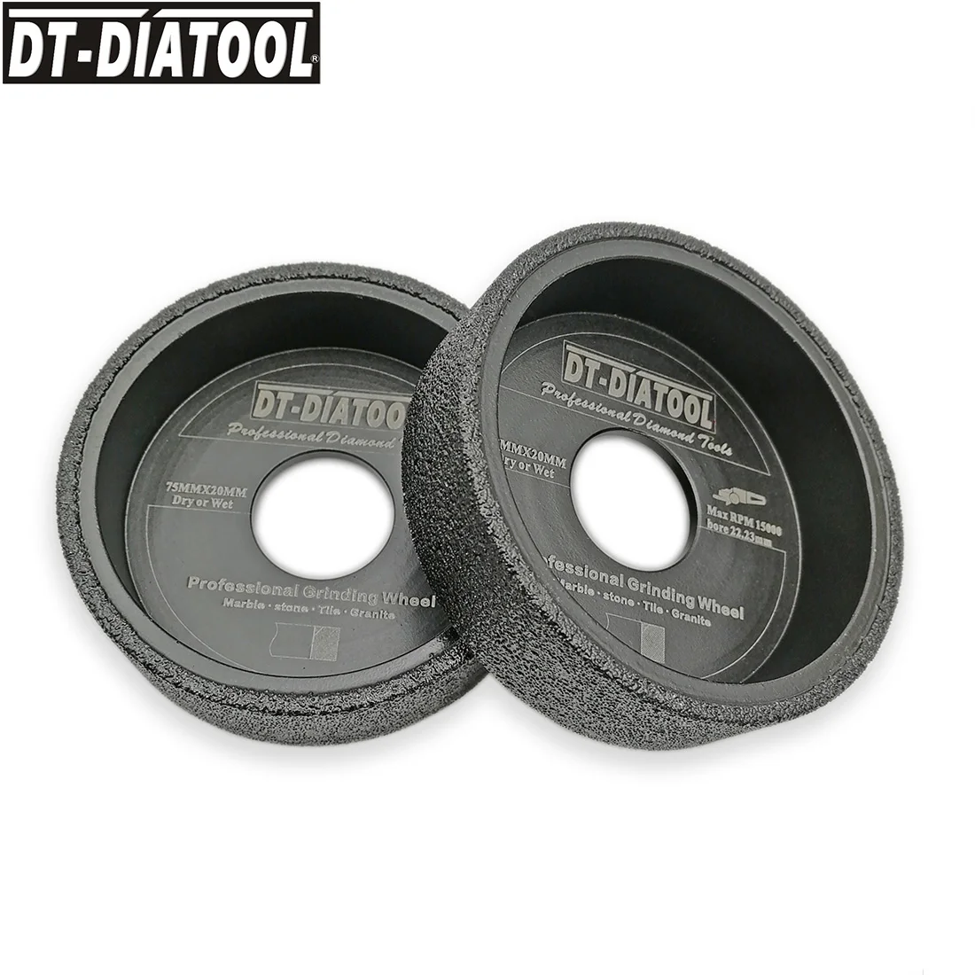 DT-DIATOOL 2 шт./pk диаметр 75mmx20 вакуумной пайки Алмазный шлифовальный плоское колесо Arbor 22,23 мм шлифовальный диск для мрамора гранит керамика