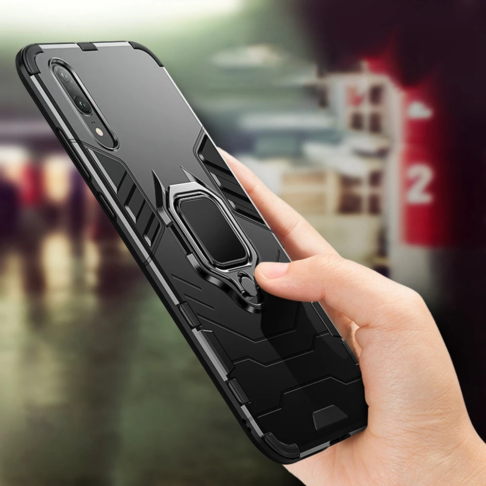 

MAODI Shockproof Armor Phone Case For Huawei Mate 20 9 10 P20 lite For Nova 2 3 3i Finger Ring Holder Cover For Honor Note 10 8X
