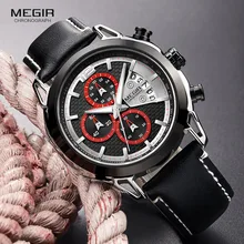 ^#Cheap MEGIR Men's Chronograph Quartz Watches Leather Strap Waterproof Sports Analogue Wrist Watch for Man Luminous Hands 2071GS-BK-1 ^#Cheap MEGIR Men's Chronograph Quartz Watches Leather Strap Waterproof Sports Analogue Wrist Watch for Man Luminous Hands 2071GS-BK-1
