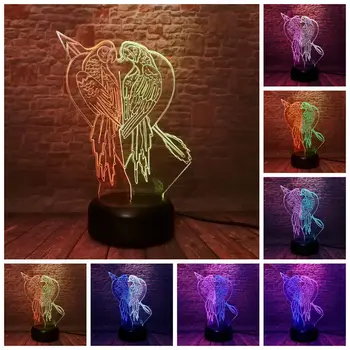 

Luminous 3D Illusion NightLight LED 7 Colors Mixed Changing Light Model Double Bird Animal action & toy figures